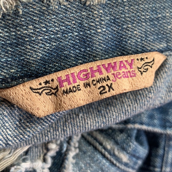 Highway Jeans Plus Distressed Oversized Blue Jacket Vest 2X - Picture 14 of 16